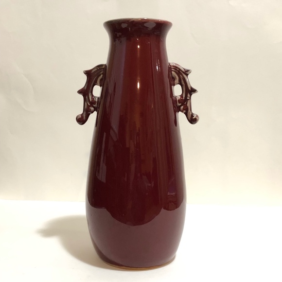 Vintage Chinese Sang de Boeuf Oxblood Double Handle Vase